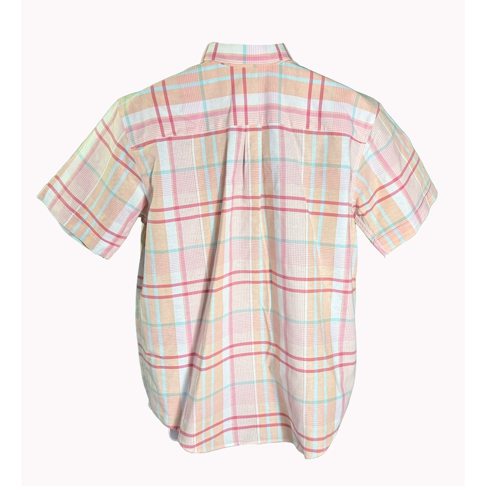 Cabin Creek Plaid Button Up Shirt Womens 16 Orange Pink Pastel Wrinkle Free - Picture 3 of 4